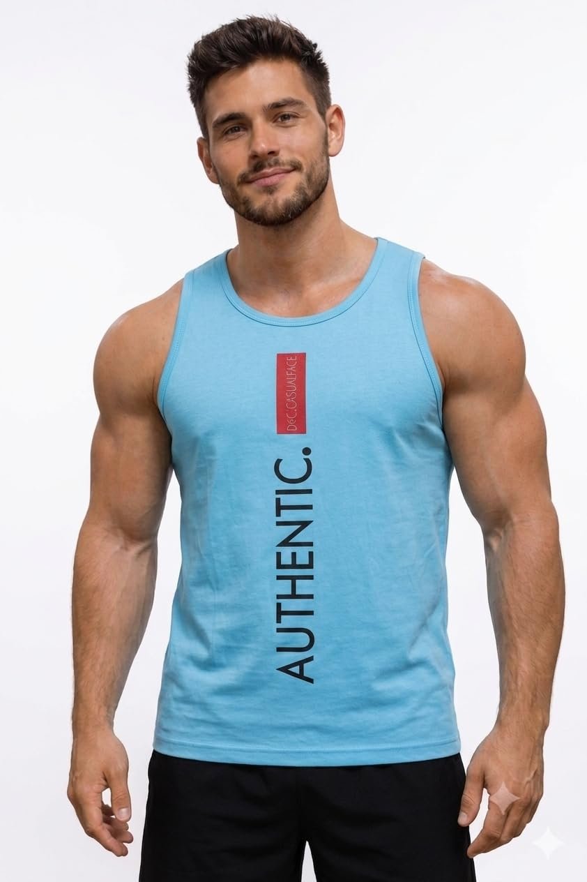 Pack of 2 Tank Tops Sleeveless T-Shirt for Men Gym Wear Vest Printed Stylish Round Neck Running for Sports Workout Fitness & Casual or Beach Wear (in, Alpha, 2XL, Regular, Maroon(Become)&Sky) - Image 2