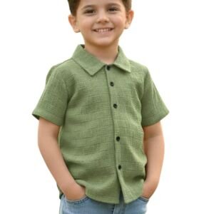 Shirt for Boy | Half Sleeve Club Collar Shirts | Formal and Casual Wear | Stylish Solid Shirt for Boys | Regular Fit Buttoned Shirts (BOY, Mehndi, 4 Year -5 Year)