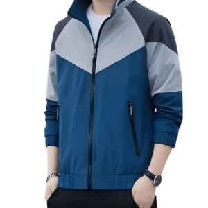 Mens Jackets for Summer, Lightweight Windcheater Jacket, Full Sleeves, Regular Fit, Stylish Stand Collar, Zipper Closure