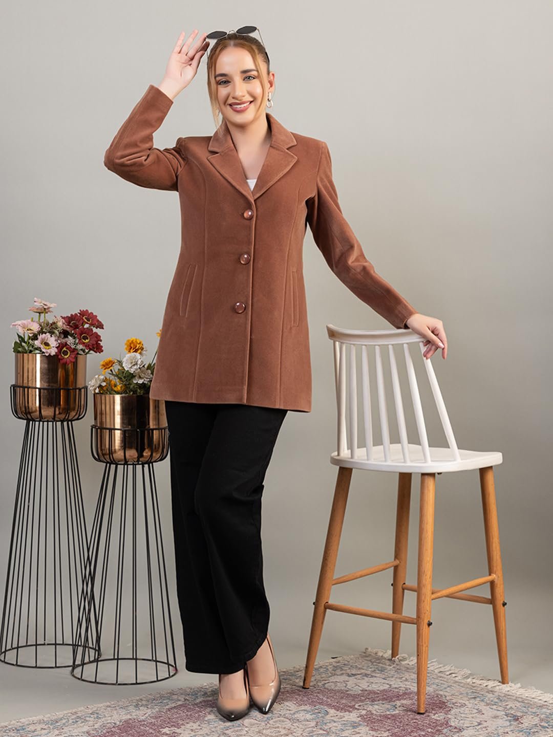 Winter Wear Casual Wear Acrylic Blend Soft & Warm Full Sleeve Solid Womens Long Coat (4354Mouse) - Image 7