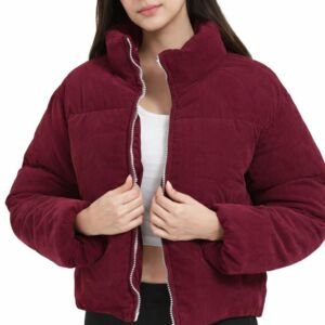 Women's Sporty Puffer Jacket, High Neck Winter Coat, kotrise Material, Side Pockets, Zipper Closure, winter Wear (IN, Alpha, Regular, wine)