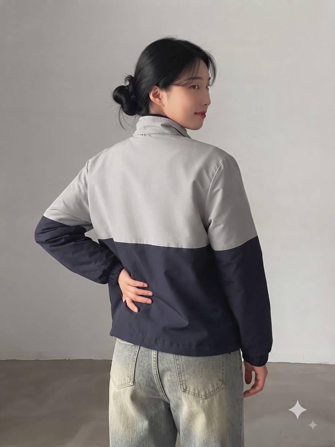 Women’s Stand Collar Full Zip Windbreaker Jacket - Image 2