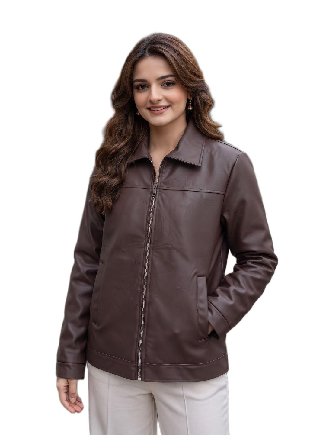 Women's Long Brown Trench Jacket – Waterproof Double-Breasted Overcoat