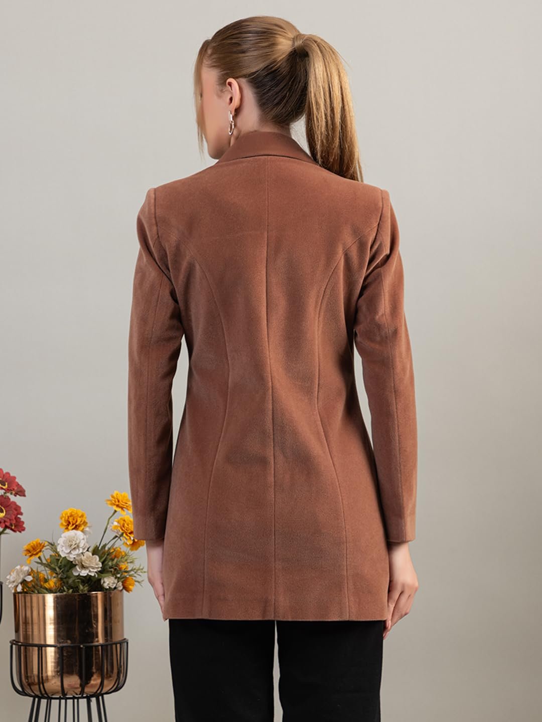 Winter Wear Casual Wear Acrylic Blend Soft & Warm Full Sleeve Solid Womens Long Coat (4354Mouse) - Image 2