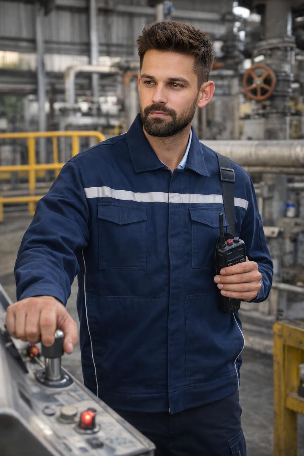 Workwear Hampton Safety Jacket for Men, 100% Cotton Fabric with EN 20471 Reflective Tape, Industrial Work Jacket for Construction, Warehouse & Manufacturing, Blue, Size M - Image 5