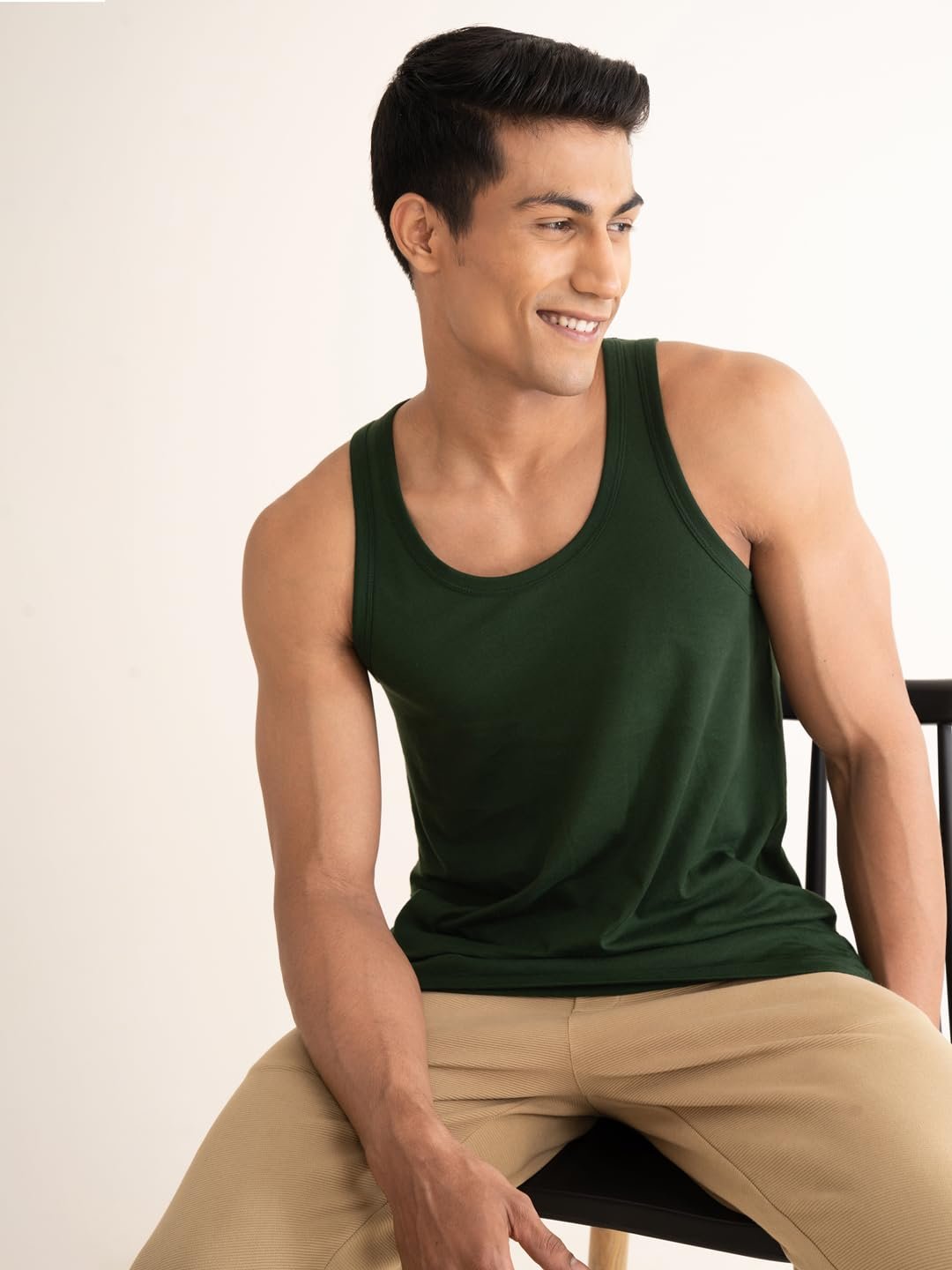 Anti-Bacterial Anti Odour Soft Cotton Vest-Mountain Green - Image 5