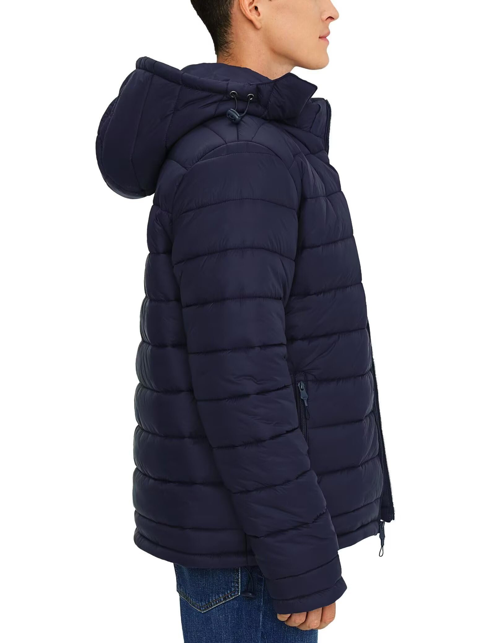 Men's Winter Puffer Jacket Hooded Fleece Warm Outerwear, Inkling Blue, XX-Large - Image 3