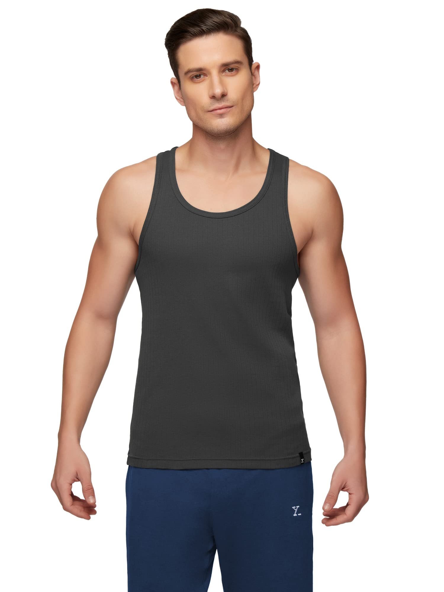 Men's Super Combed Cotton Round Neck Ribbed Vest - High Moisture Absorbing Innerwear for Men with Anti-Microbial Silver Finish - Image 4