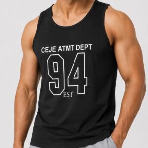Men's Black Gym Vest | Sleeveless Summer Tank Top | Regular Fit Sports Vest | Workout, Running, Swimming, Beach, Streetwear & Casual Wear (in, Alpha, Regular)