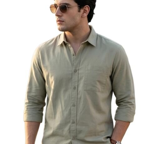 Men's Olive Cotton Full Sleeve Regular Fit Casual Solid Shirt (shirtsolreg-01-olive)