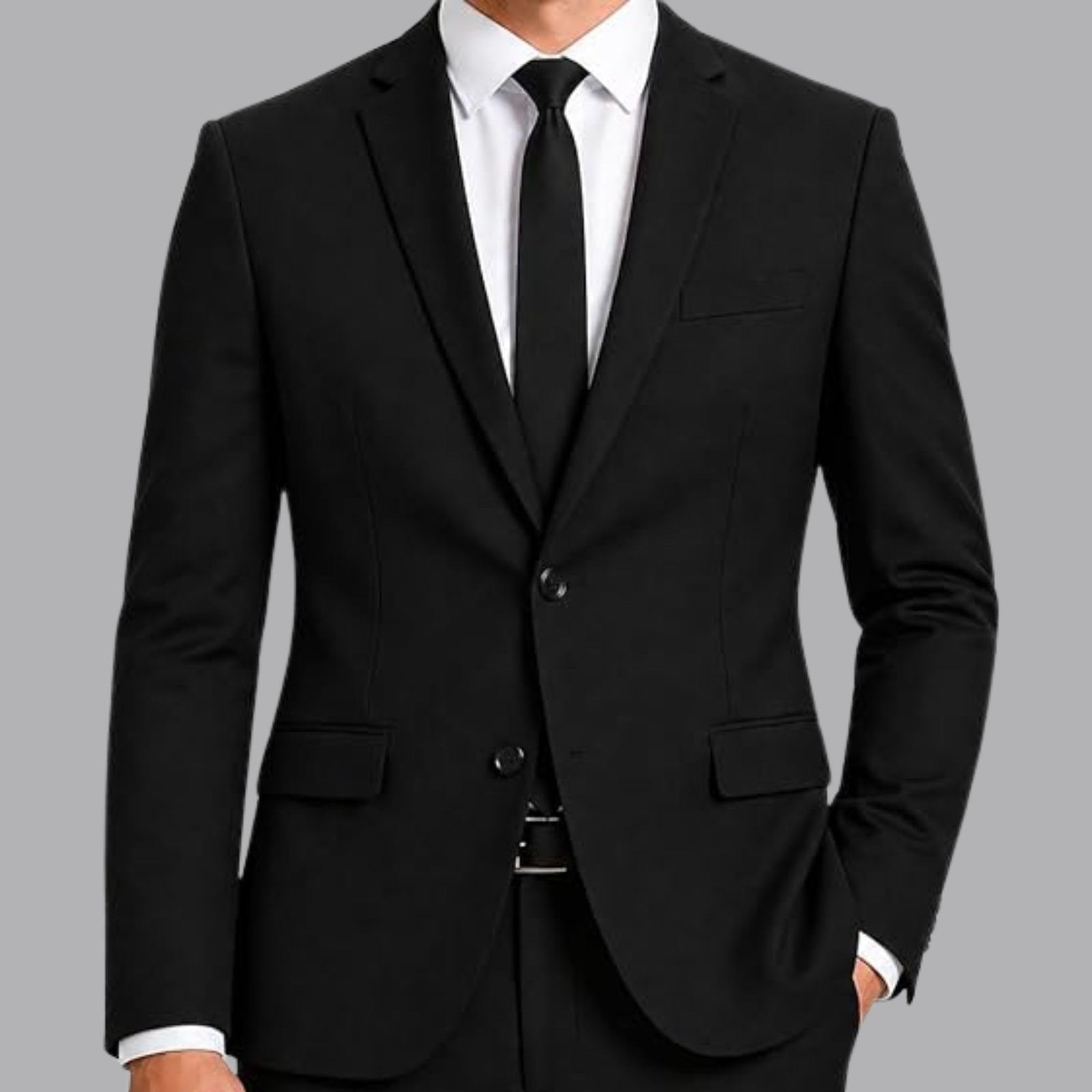 Men's Stylish Slim Fit Blazer Jacket for Wedding Party Corporate Meetings Office & Formal Events (Black-44) - Image 4