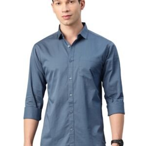 Cotton Solid Slim Fit Casual Shirt for Men (Medium, Dark Grey)