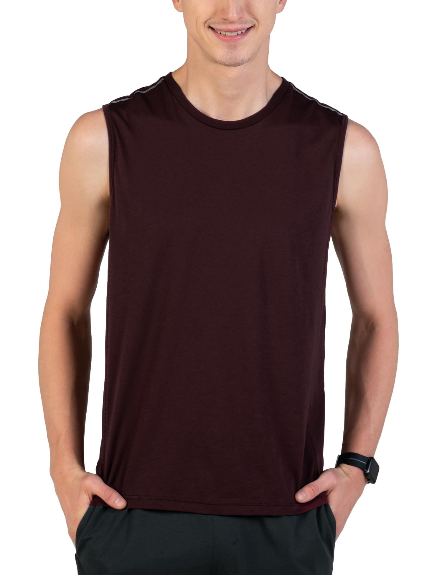 Breeeze Tank Tops | Premium Cotton Blend, Ultra Lightweight Tank Tops-Port Wine-Pack of 1