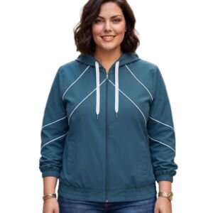 Women's Lightweight Windbreaker Jacket Full Zip Hooded Athletic Running Jacket