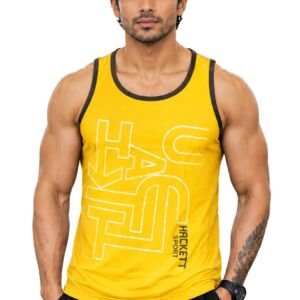 Men's Gym Vest | Sleeveless Summer Tank Top | Regular Fit Sports Vest | Workout, Running, Swimming, Beach, Streetwear & Casual Wear (in, Alpha, Regular, Yellow)