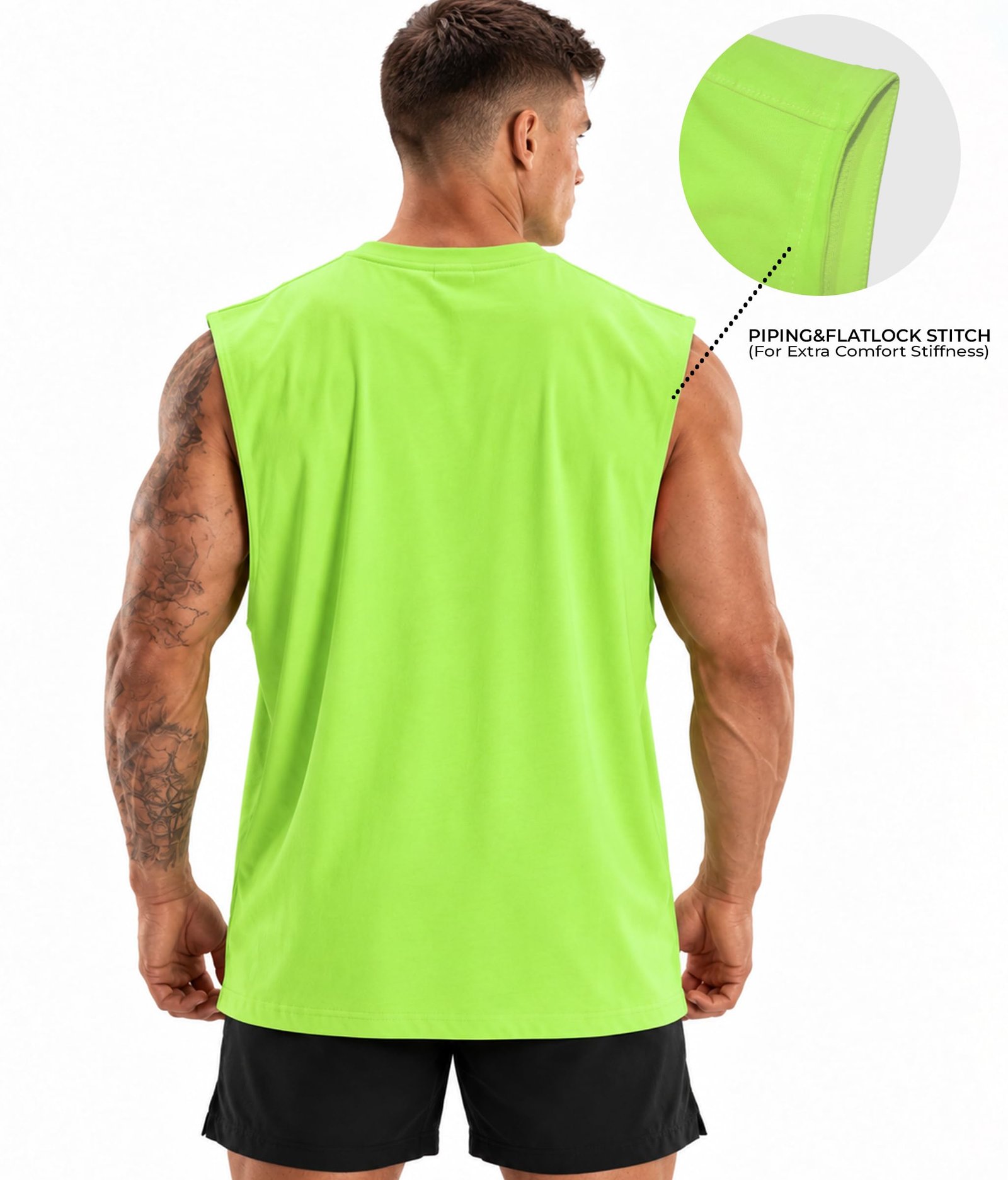 ® Men's 100% Cotton Tank Top | Round Neck Sleeveless Gym Vest | Loose Fit Casual Sportswear T-Shirt | Breathable & Lightweight Fitness Wear for Workout & Active Wear - Image 2