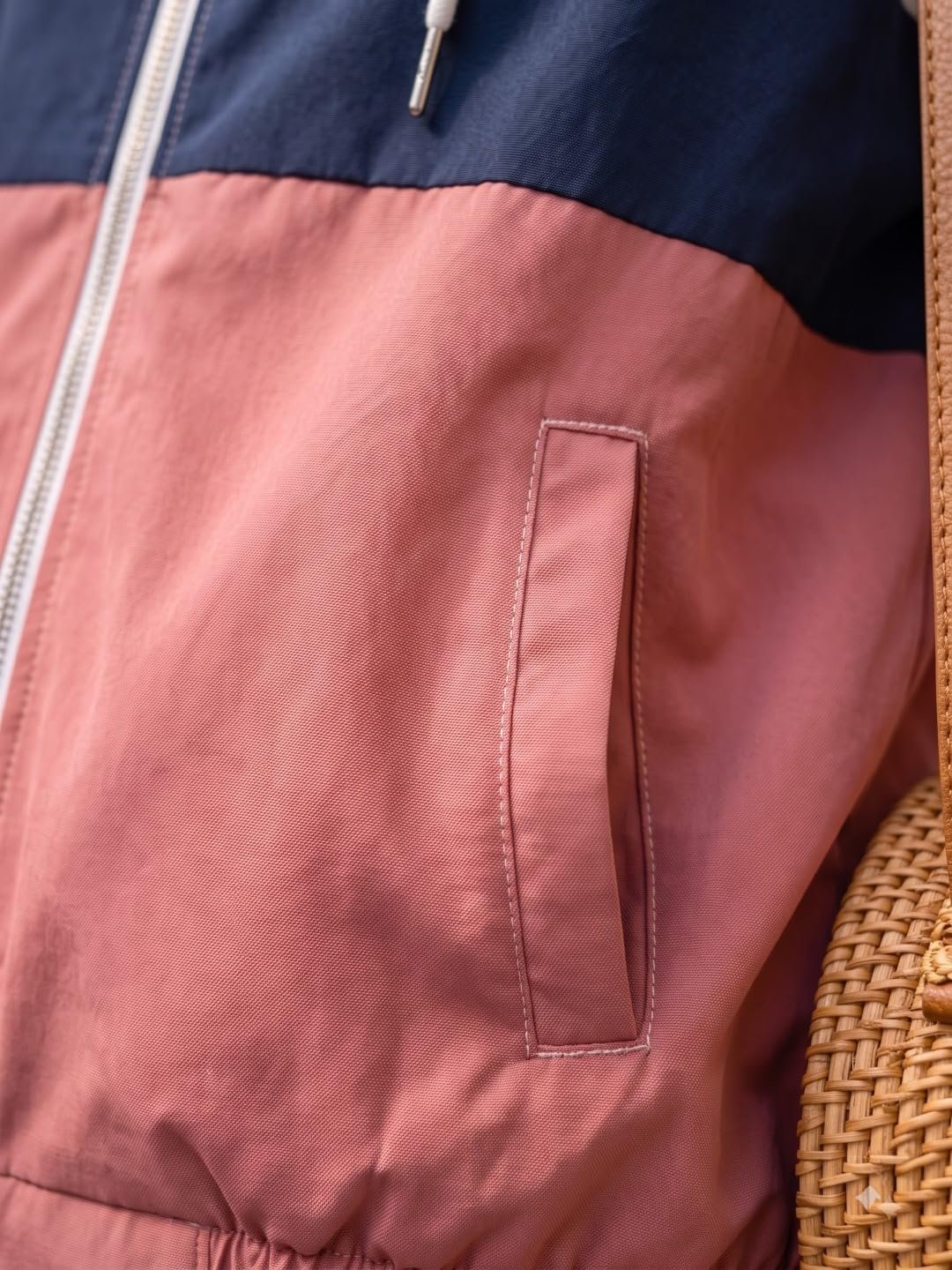 Women’s Hooded Full Zip Color Block Jacket, Lightweight Travel Outerwear - Image 5