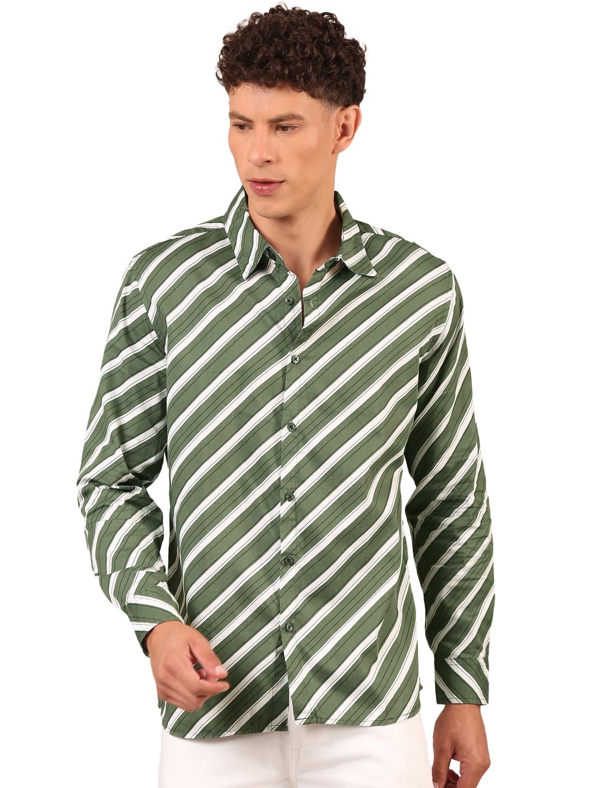 Men's Shirt | Regular Fit Cotton Fabric | Full Sleeve Shirt with Classic Collar | Stylish Formal, Office, Casual & Perfect for Everyday Use - Green (Size)