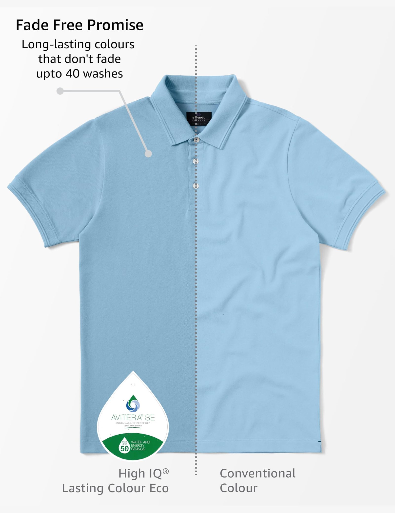 Men's Cotton Stretch Solid Polo T-Shirt (Regular Fit | Pique Knit) (Sky Blue) - Image 2