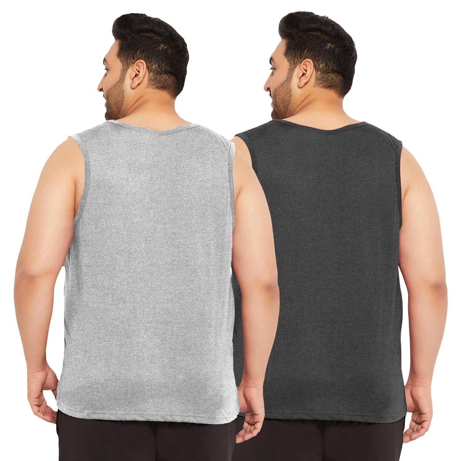West Gate Clothing Cotton Solid Plus Size Vest for Men | Round Neck, Regular Fit, Sleeveless | Men's Tank Top | 3XL, 4XL, 5XL | Perfect for Workouts Gym, Vacations | Combo Pack of 2 - Image 2