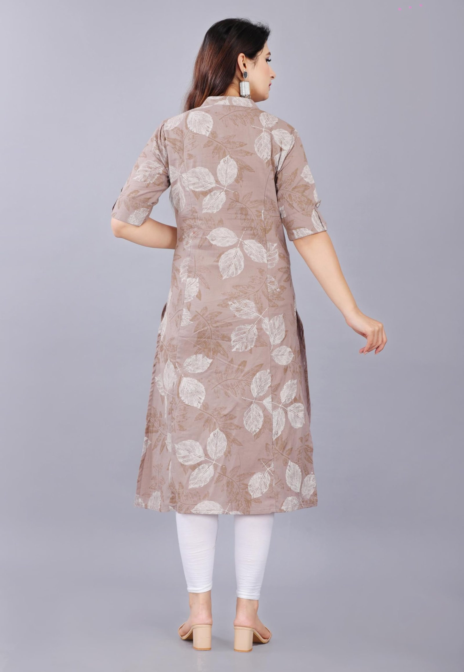 Mintmarie Womens Rayon Flax Aline Regular Fit Kurti With Mandarin Collar, Printed Calf Length Elbow Sleeve Tunic For Formal & Casual Wear (Xxxlarge, Light Blue) - Image 6