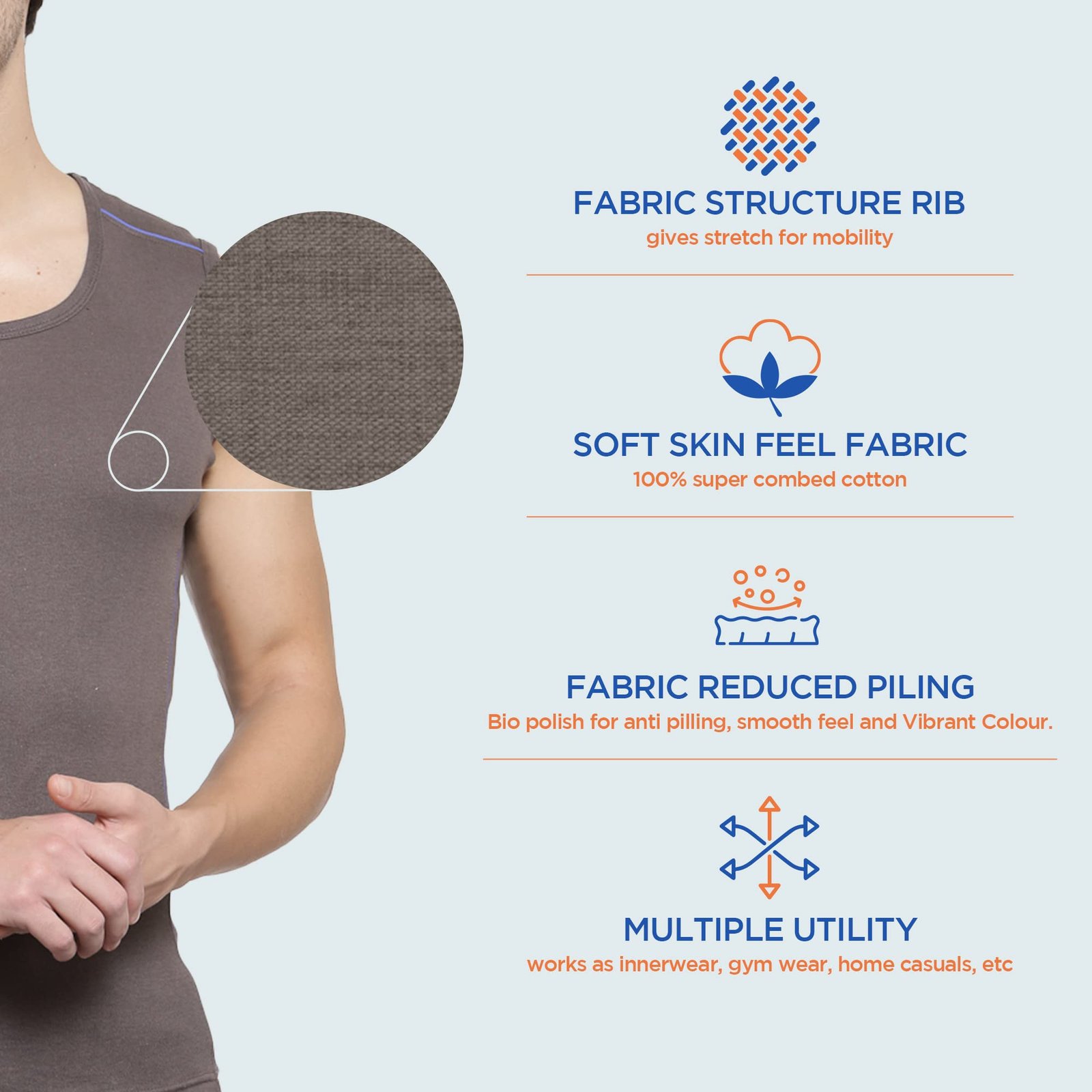 Men's Super Soft Cotton Round Neck Vest (Pack of 2) | Red & Charcoal - Image 5