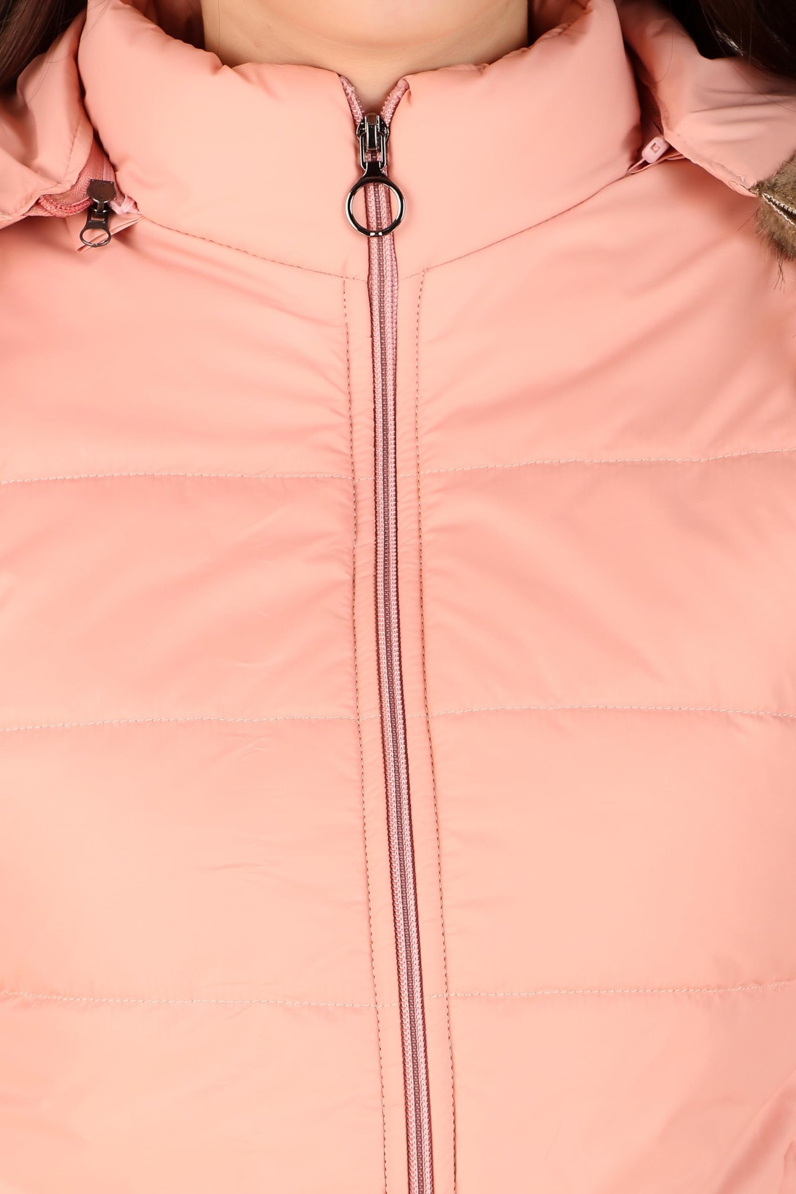 Fashionable Jacket For Girls Jacket For Womenโs Latest Solid Color Stylish Long Jacket/Women's Quilted Jacket Full Sleeves Winter Jacket Girls Winter Wear Jacket (Peach) - Image 4