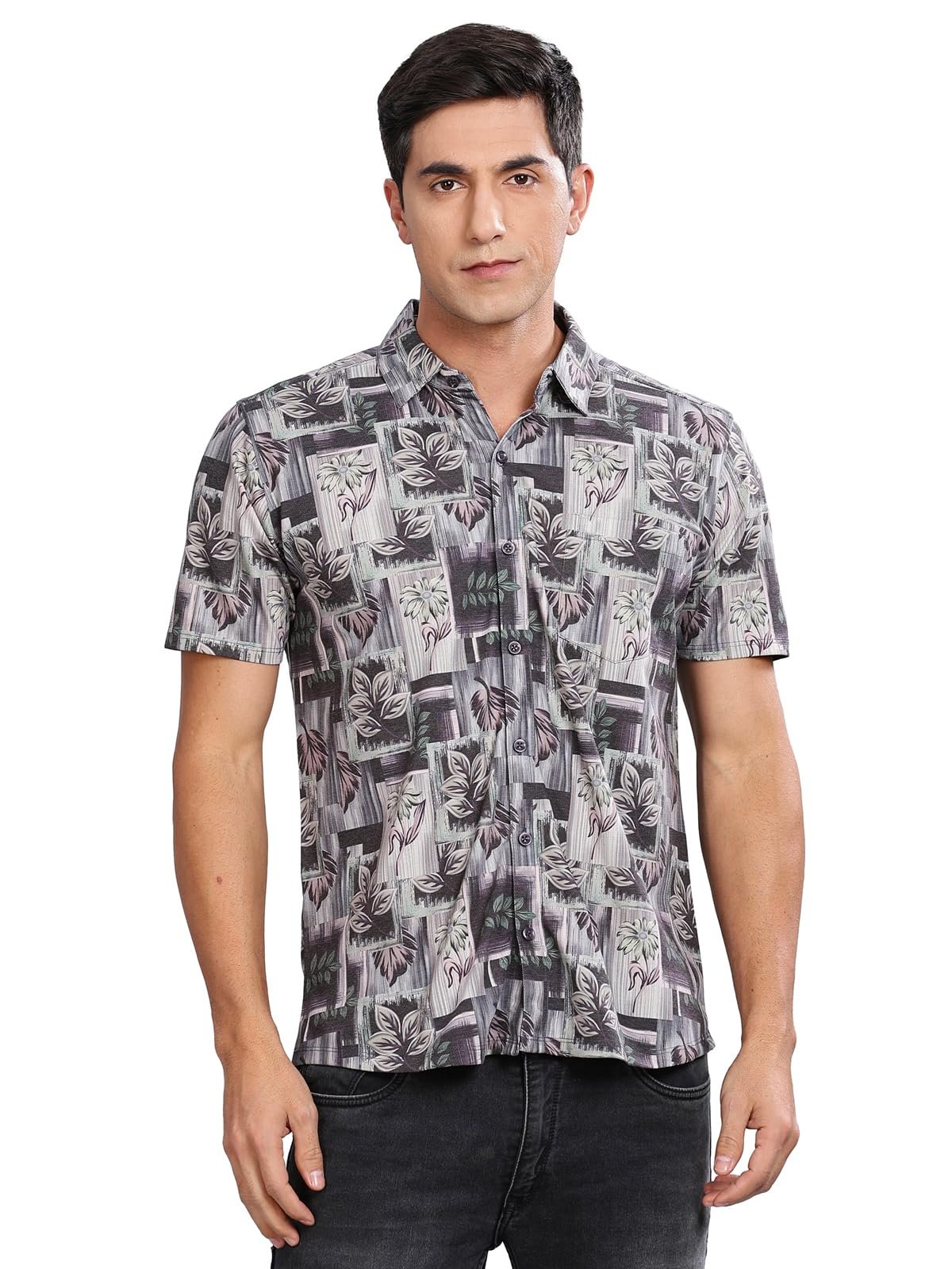 Trendy Regular Fit Printed Half Sleeve Shirt for Men Green5 Small