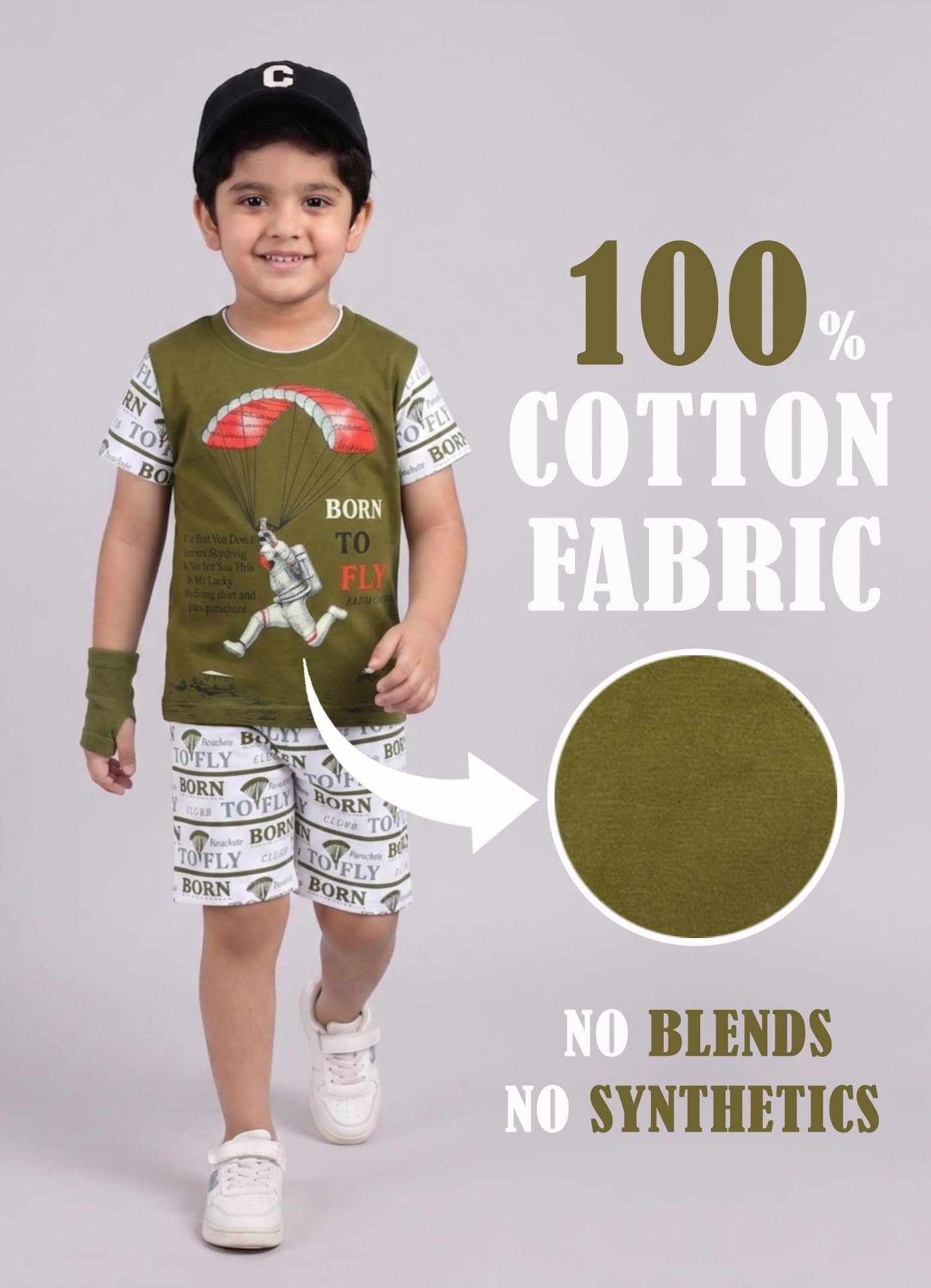 Pure Cotton T-shirt and Shorts Set for Kids - Image 2