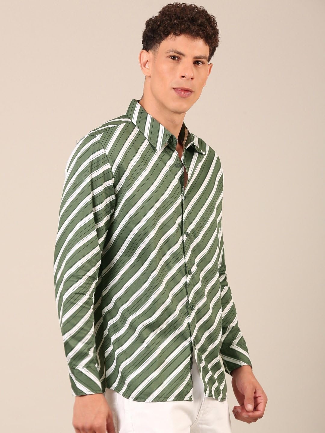 Men's Shirt | Regular Fit Cotton Fabric | Full Sleeve Shirt with Classic Collar | Stylish Formal, Office, Casual & Perfect for Everyday Use - Green (Size) - Image 2