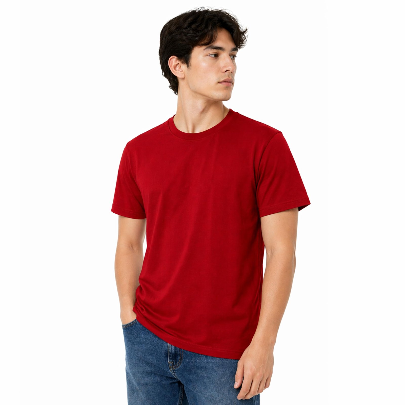 Men's Round Neck Short Sleeve Casual T-Shirt | Men's Regular Fit Casual T-Shirt (in, Alpha, Regular, Red) - Image 7