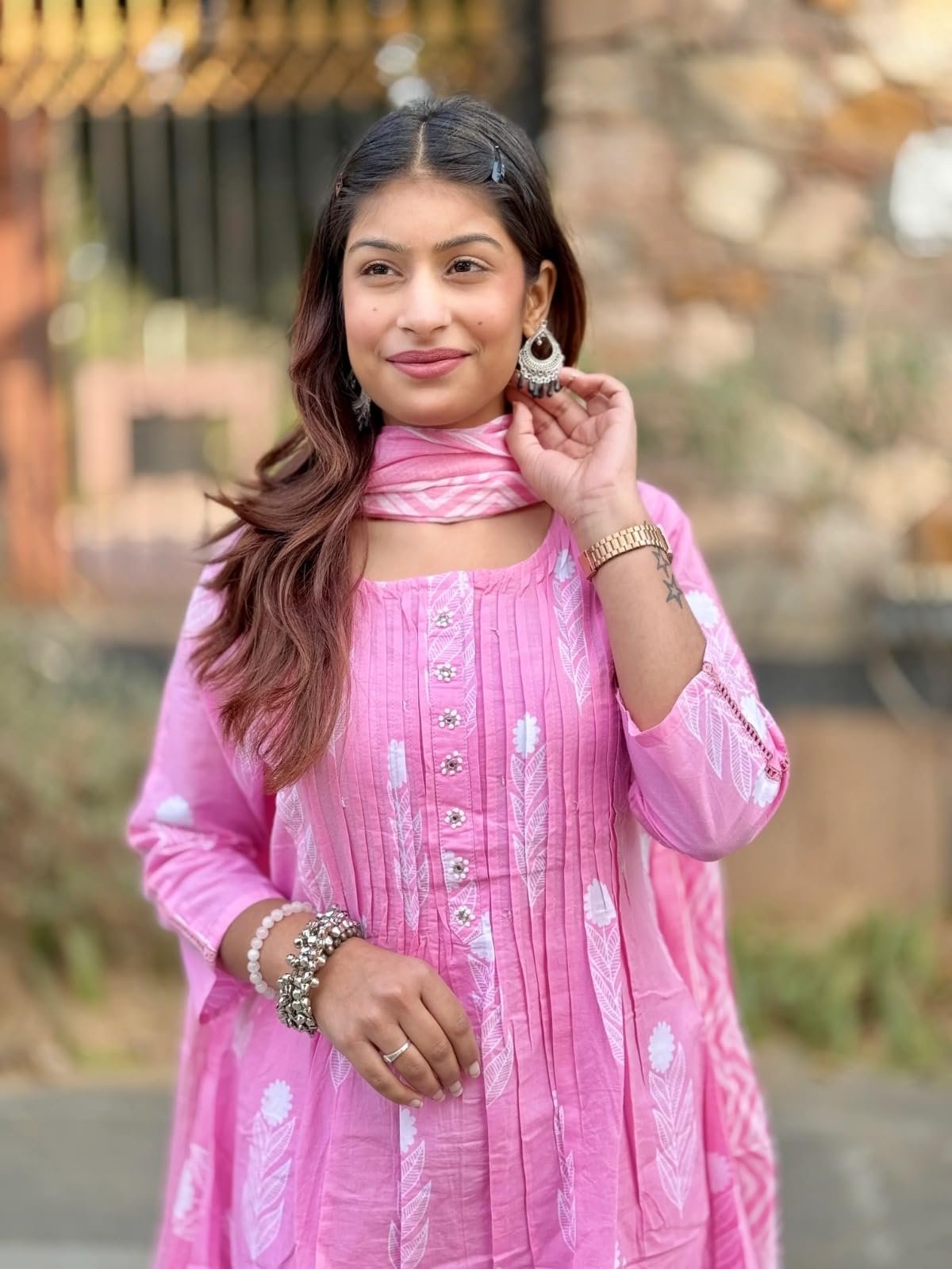 Women’s Cotton Kurti Pant Dupatta Set | Handwork Neck Design with Pintex | Ethnic 3 Piece Suit Set | Comfortable Daily & Office Wear | Sizes S to 7XL (IN, Alpha, 5XL) - Image 4