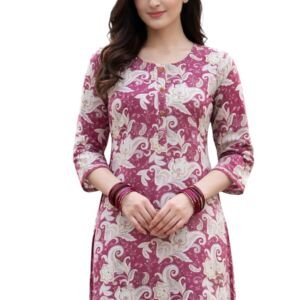 KU VASTRA Women's Cotton Floral Printed Regular Fit Kurti (IN, Alpha, 3XL)