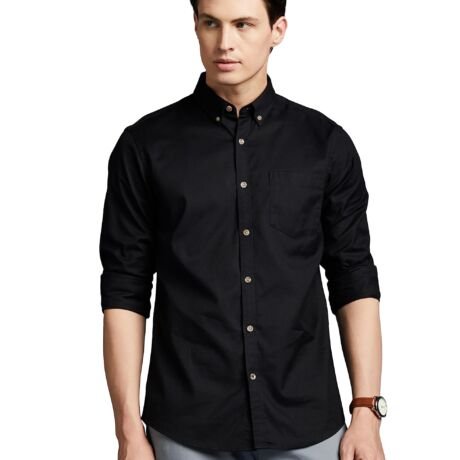 Men's Stylish Solid All Day Fresh Buttondown Casual Shirt - Regular Fit|Plain|Full Sleeve|Cotton Semi Formal Wear (Available in Plus Size & Combo Pack, Black)