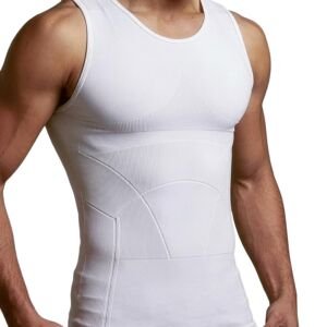 Form Shapewear for Men, Comfortable and Stretchy Body Shaper for Man, Posture Correcting Tummy Tucker, Breathable Compression T Shirt, Ideal for Parties Shirt Tucker for Men -Crisp White