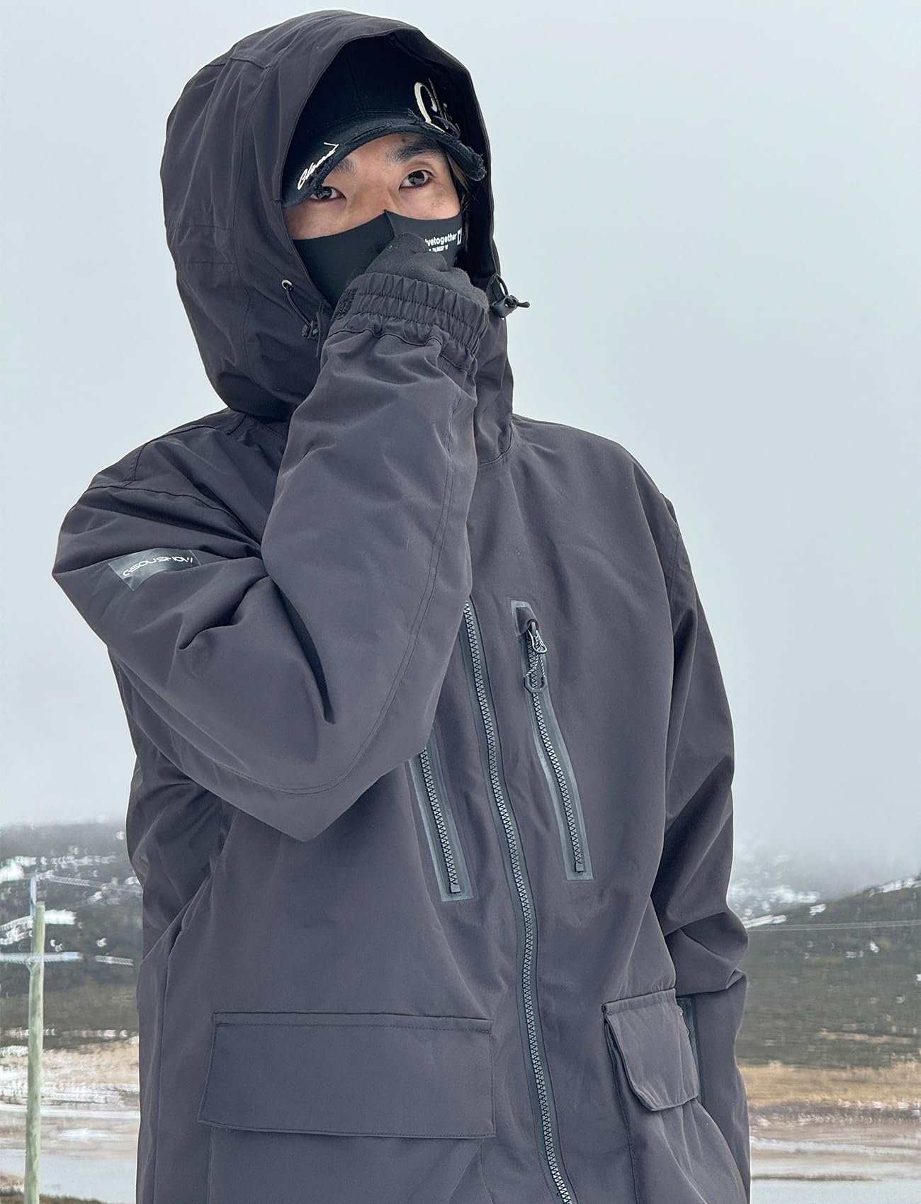 Men's Ski Jacket Snowboard Snow Coat Waterproof Windproof Insulated Winter Mountain Outdoor Sports Fixed Hooded, Beige, Large - Image 7