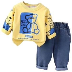 Boys Clothing Set |Yellow Sweatshirt & Denim Trouser Set 6-7 Y
