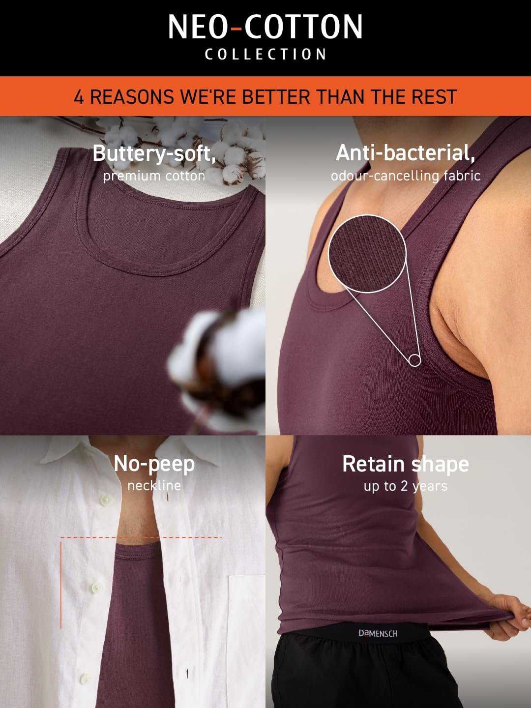 Anti-Bacterial Anti Odour Soft Cotton Vest-Mountain Green - Image 2