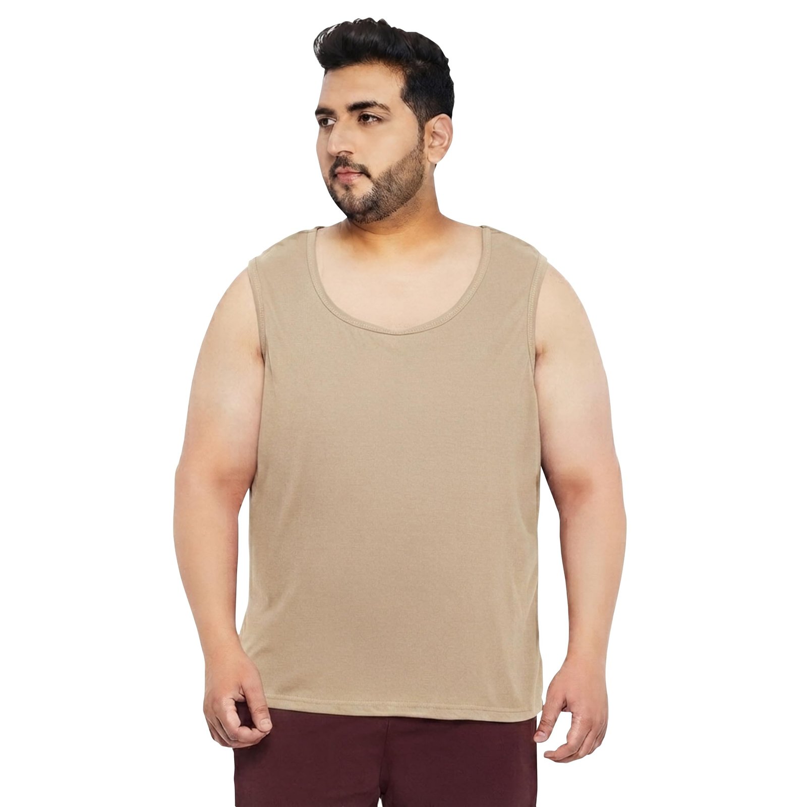 West Gate Clothing Cotton Printed Plus Size Vest for Men | Round Neck, Regular Fit, Sleeveless Plus Size | Men's Tank Top | 3XL, 4XL, 5XL | Perfect for Workouts Gym | Beige | Combo Pack of 2 - Image 4