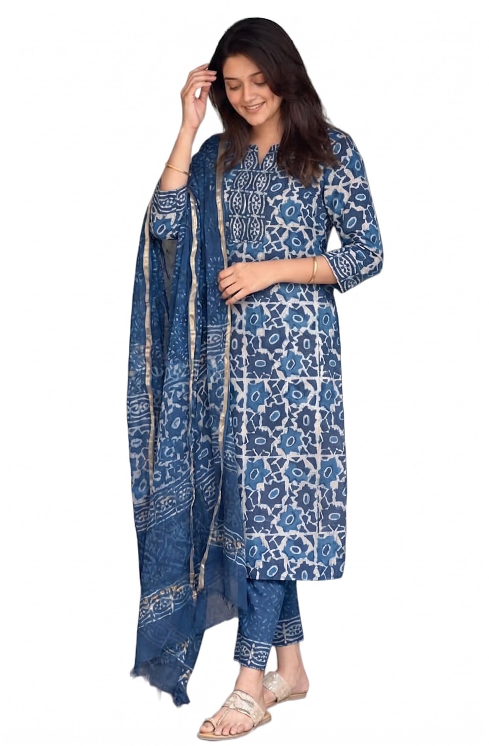 Women's Printed Straight Kurta and Pant with Dupatta Set - Image 5