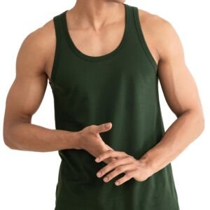 Anti-Bacterial Anti Odour Soft Cotton Vest-Mountain Green