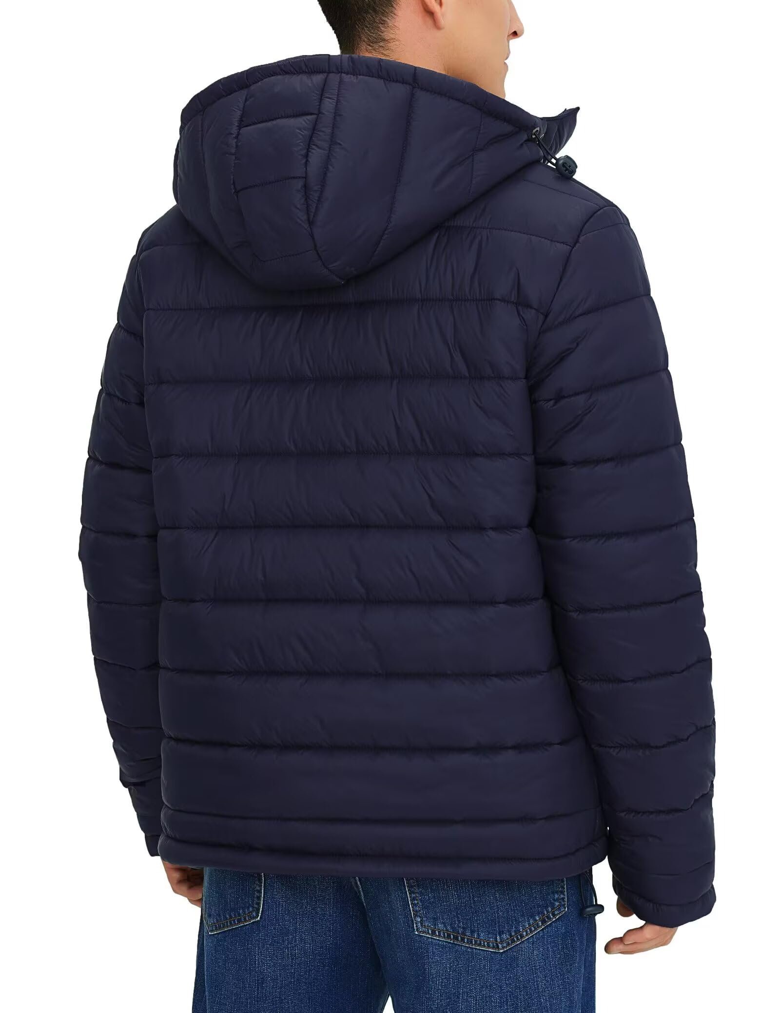 Men's Winter Puffer Jacket Hooded Fleece Warm Outerwear, Inkling Blue, XX-Large - Image 4
