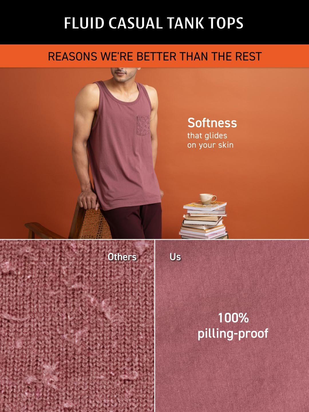 Breeeze Tank Top, Ultra-Lightweight Gym Vests for Men Workout, Anti-Fade Cotton Blend Sando for Man, Relaxed Fit and Airy Sleeveless T Shirts-Jet Black - Image 2