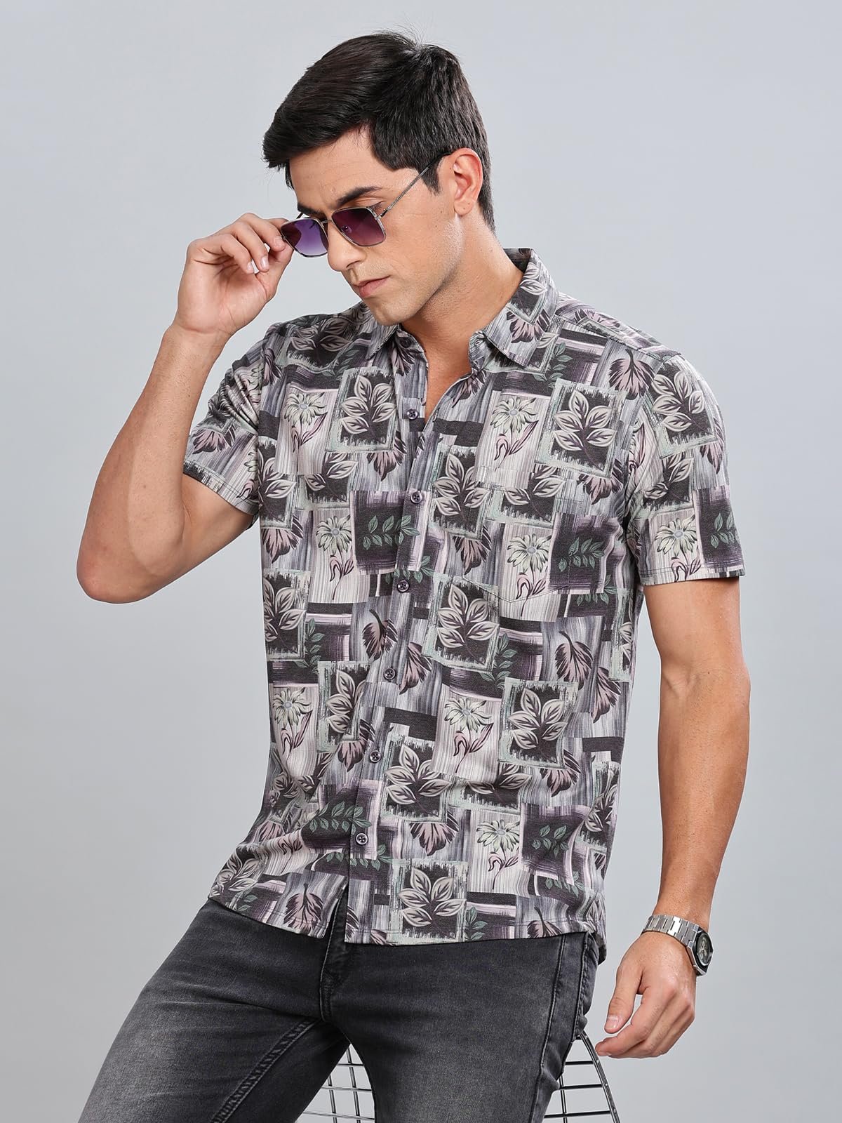 Trendy Regular Fit Printed Half Sleeve Shirt for Men Green5 Small - Image 2