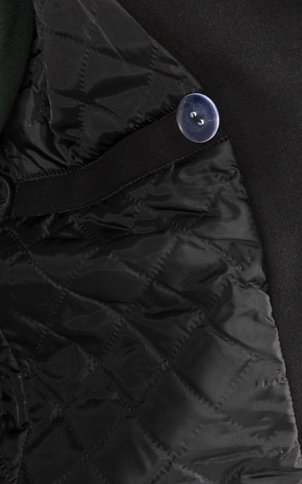 Men's Double Breasted Wool Blend Pea Coat, Quilted Lined Overcoat, Black, Large - Image 6