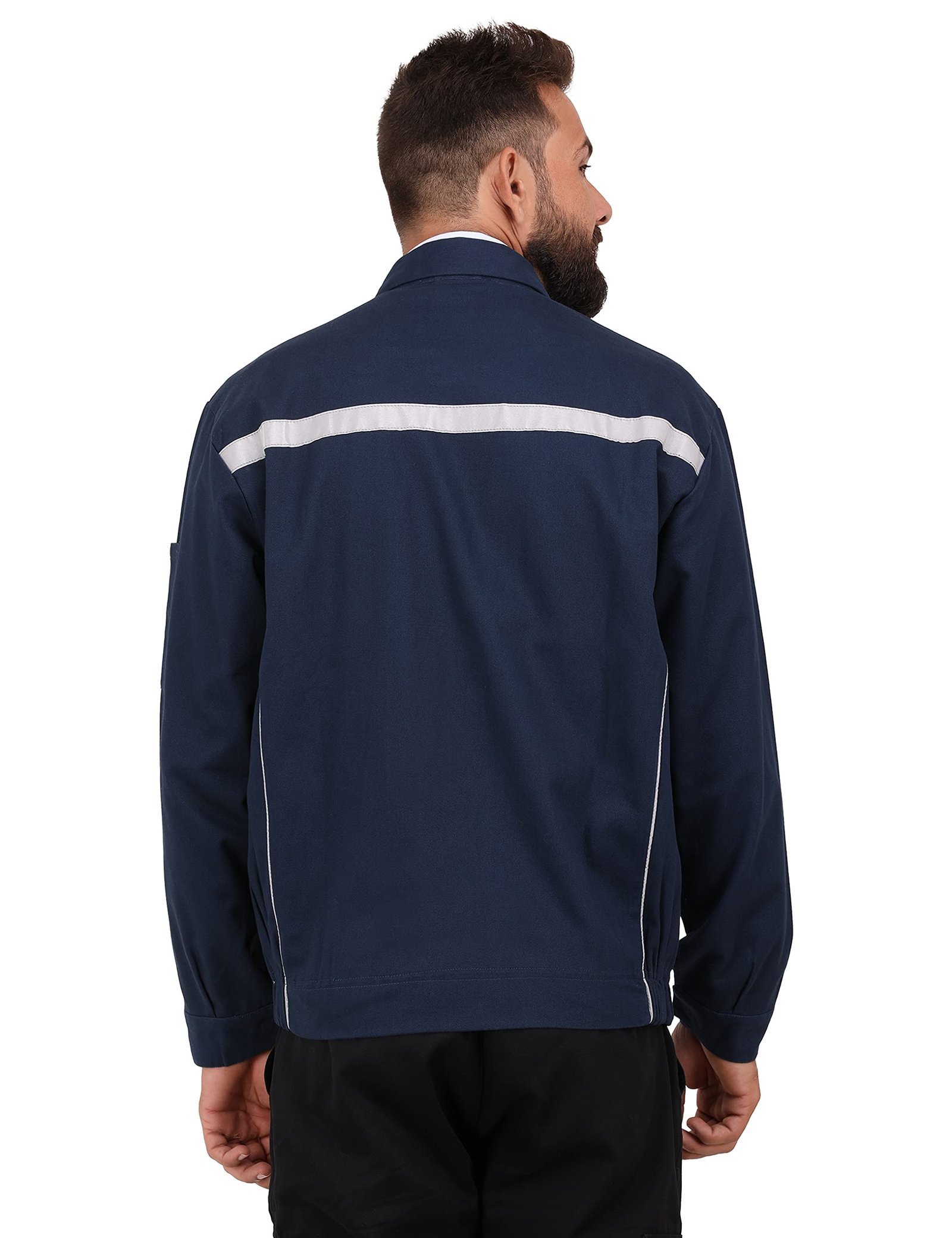 Workwear Hampton Safety Jacket for Men, 100% Cotton Fabric with EN 20471 Reflective Tape, Industrial Work Jacket for Construction, Warehouse & Manufacturing, Blue, Size M - Image 2