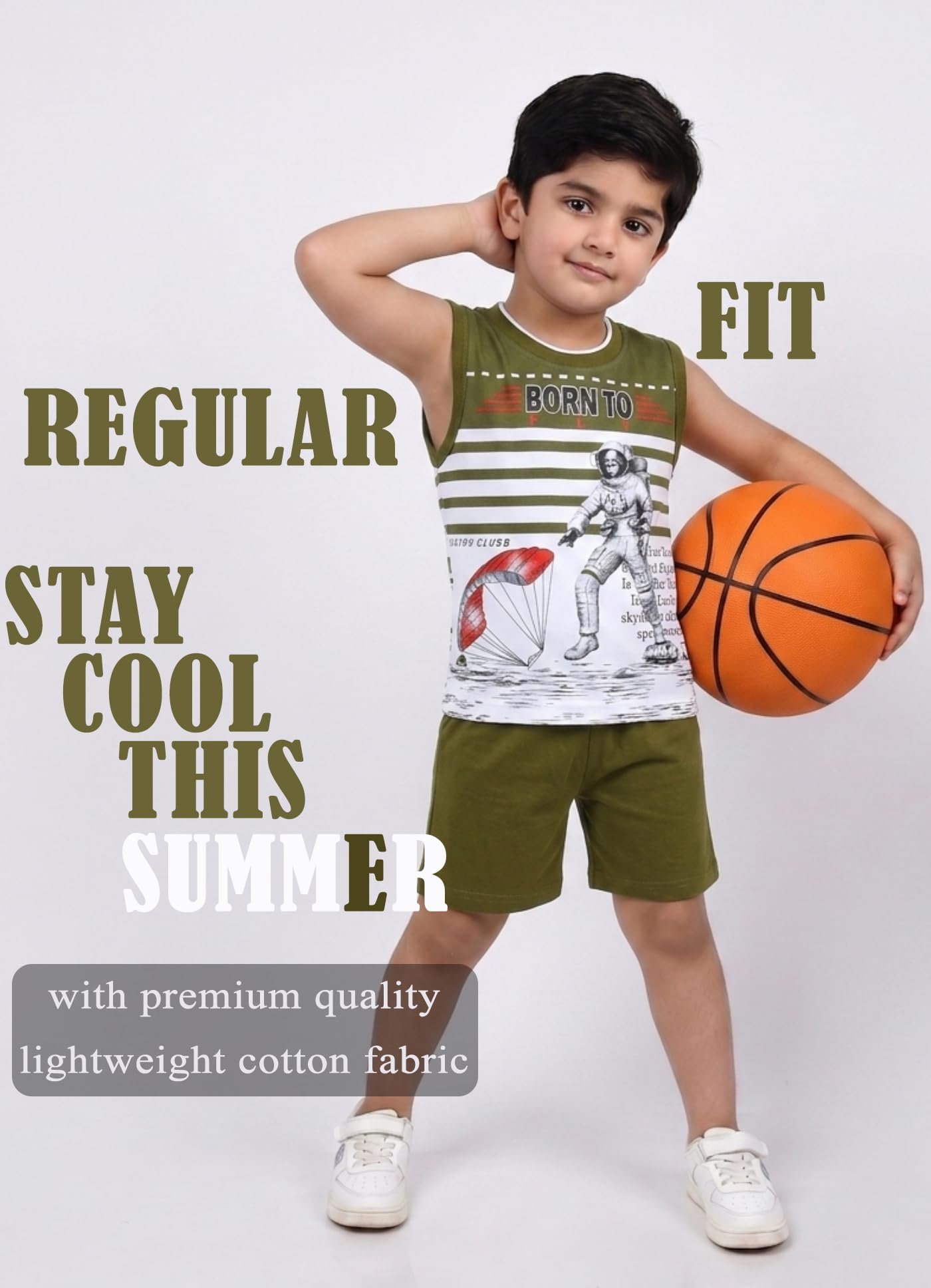 Pure Cotton T-shirt and Shorts Set for Kids - Image 5