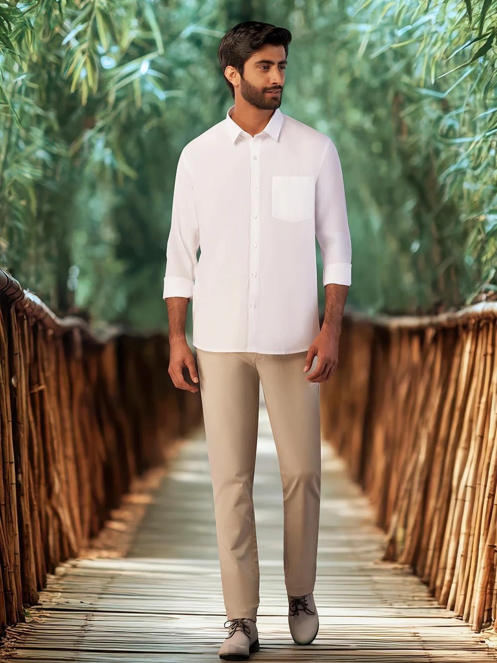 Men’s Full Sleeve Khadi Cotton Shirt | Premium Handwoven Casual & Formal Wear | Breathable Summer Shirt | Regular Fit | by Black Skywalker (in, Alpha, Regular, White) - Image 3
