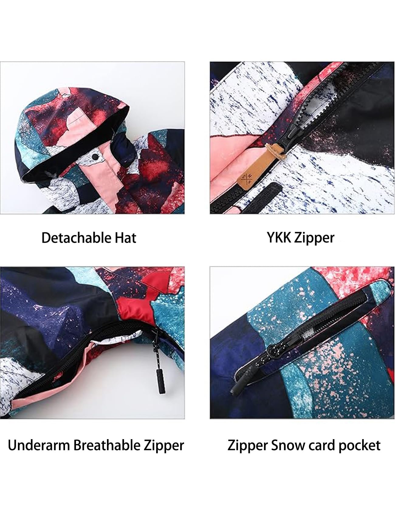 Women's Ski Jacket and Pants Waterproof Snowsuit Windproof Snowboard Jacket Coat Insulated, Color Spot Black, Small - Image 4