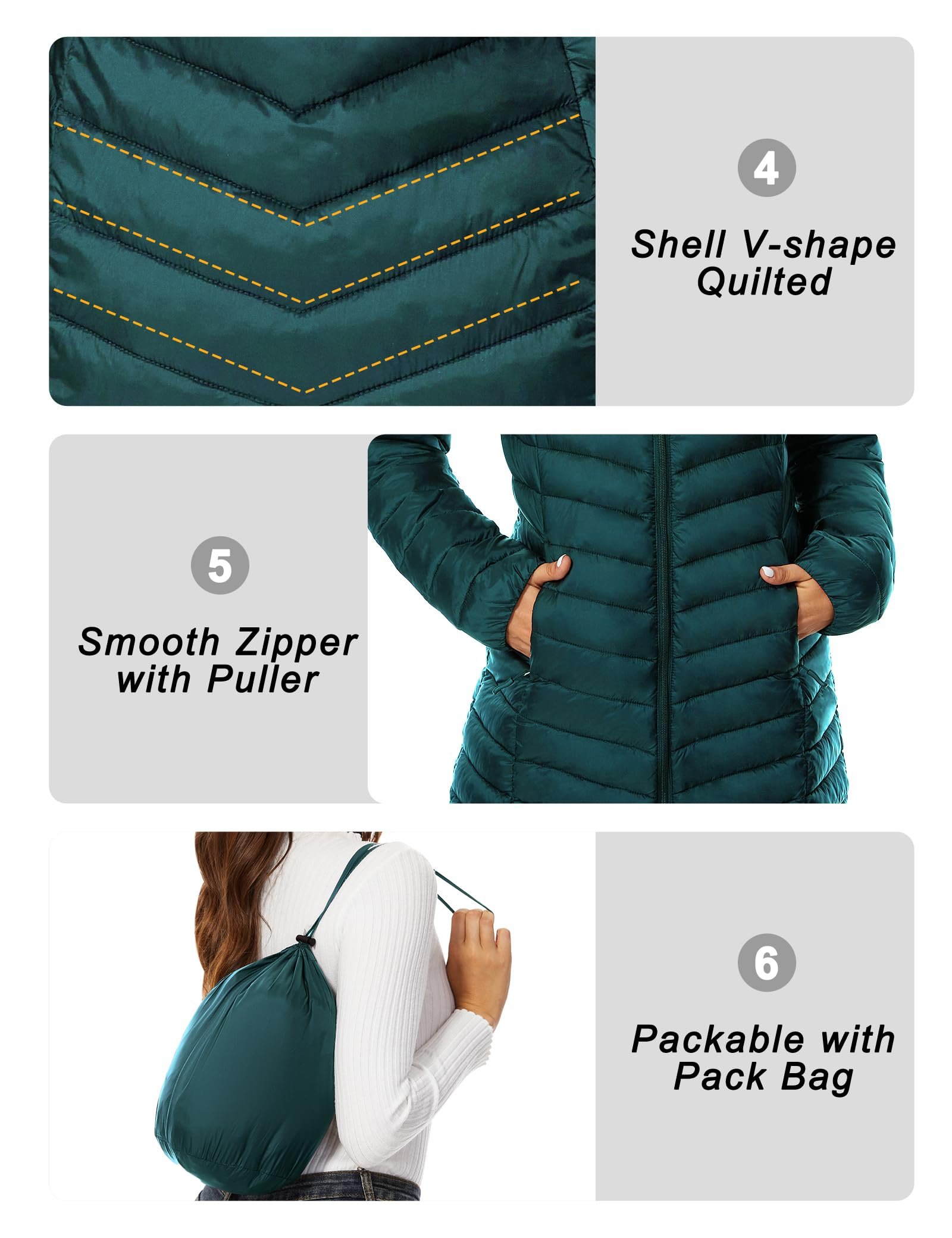 Women's Hooded Lightweight Packable Puffer Jacket - Image 5